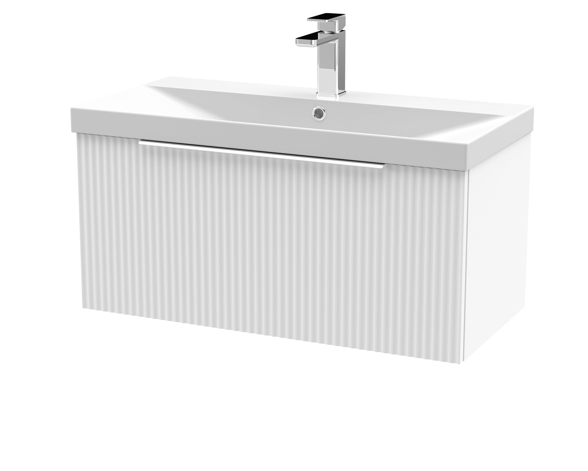 Hudson Reed Fluted 800mm Wall Hung Single Drawer Vanity Unit With Basin