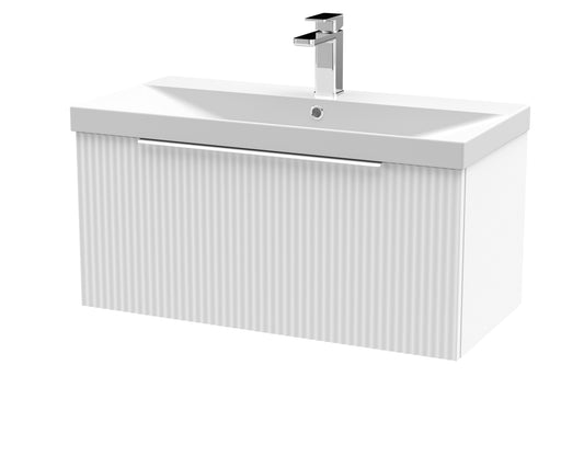 Hudson Reed Fluted 800mm Wall Hung Single Drawer Vanity Unit With Basin