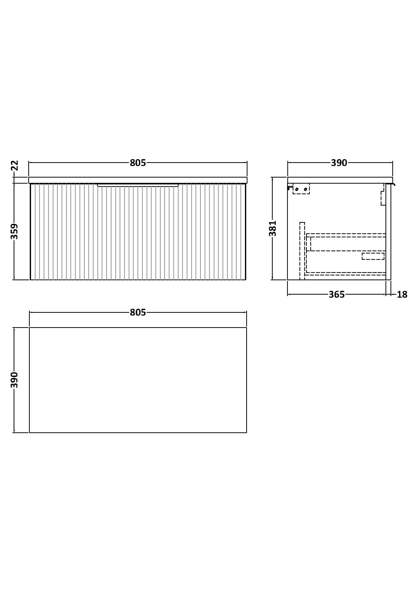 Hudson Reed Fluted 800mm Wall Hung Vanity Unit With Laminate Worktop