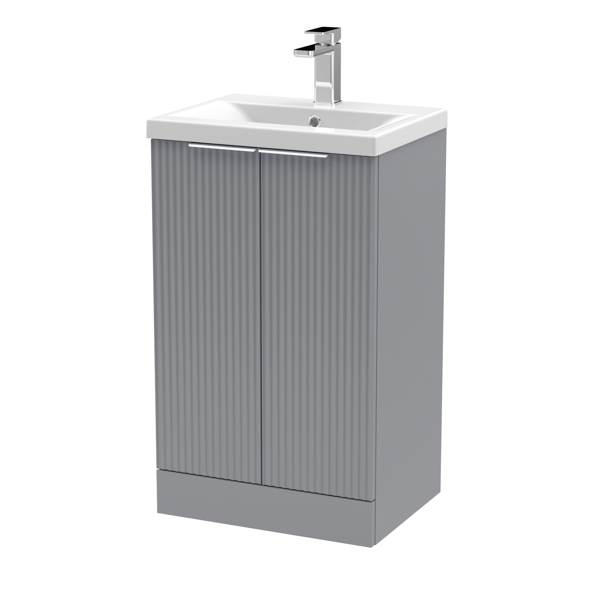 Hudson Reed Fluted 510mm Floor Standing 2-Door Vanity Unit With Basin