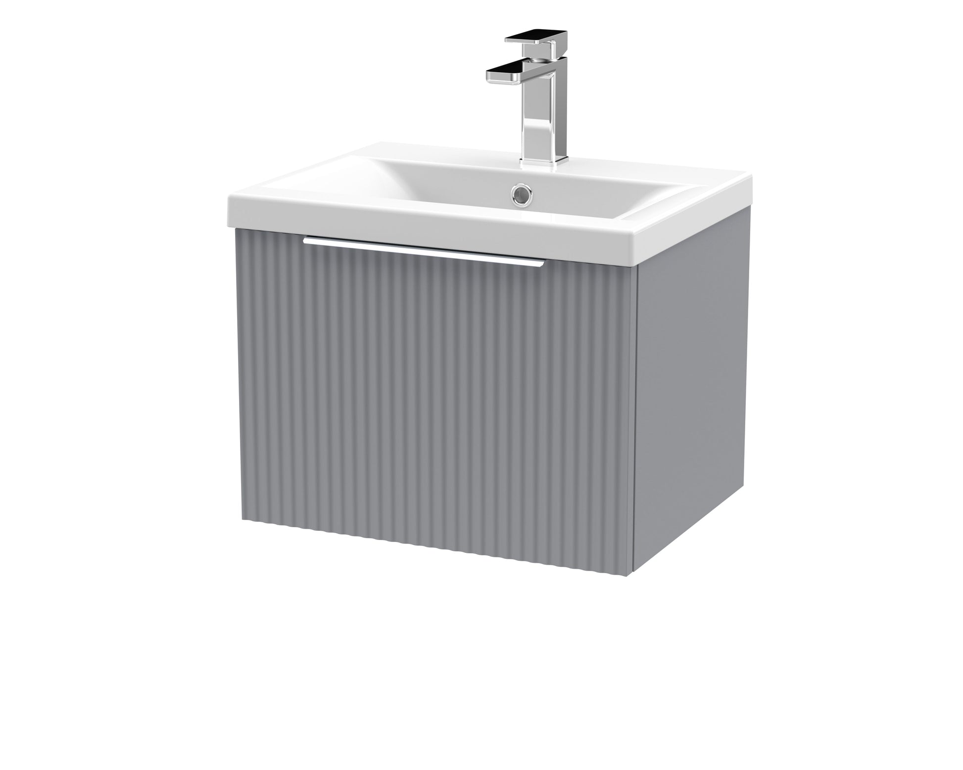Hudson Reed Fluted 500mm Wall Hung Single Drawer Vanity Unit with Basin