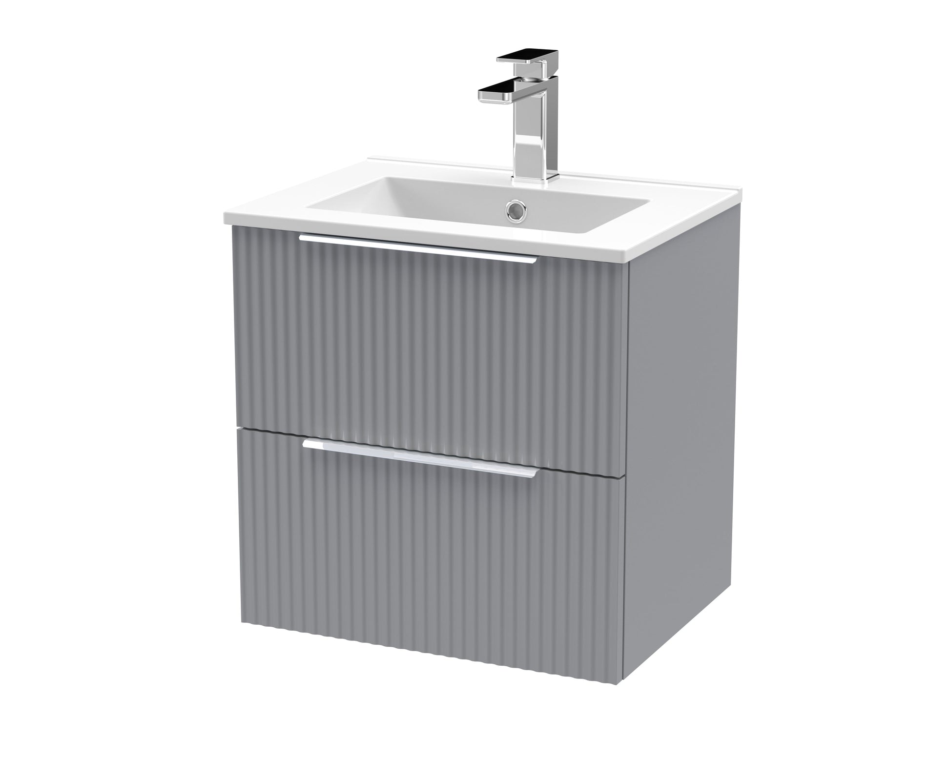 Hudson Reed Fluted 500mm Wall Hung 2-Drawer Vanity Unit With Basin