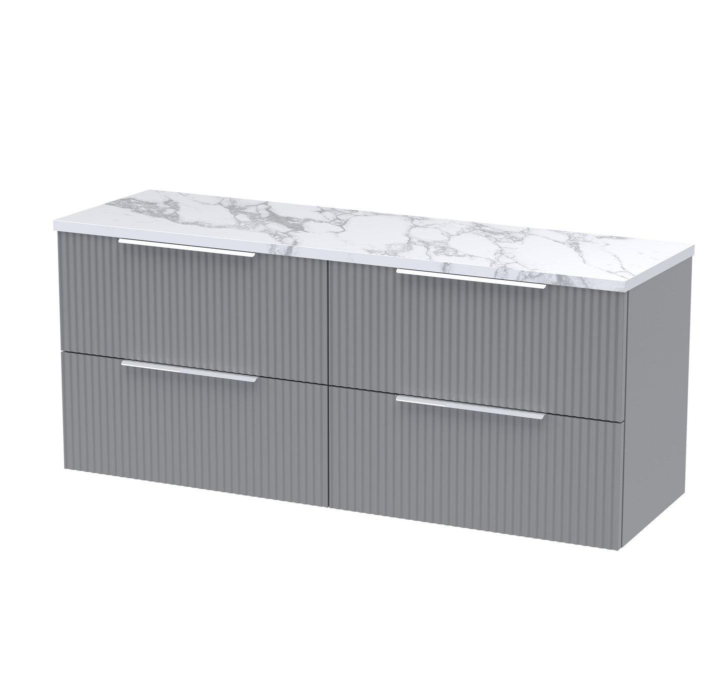 Hudson Reed Fluted 1200mm Wall Hung 4-Drawer Vanity Unit With Laminate Worktop