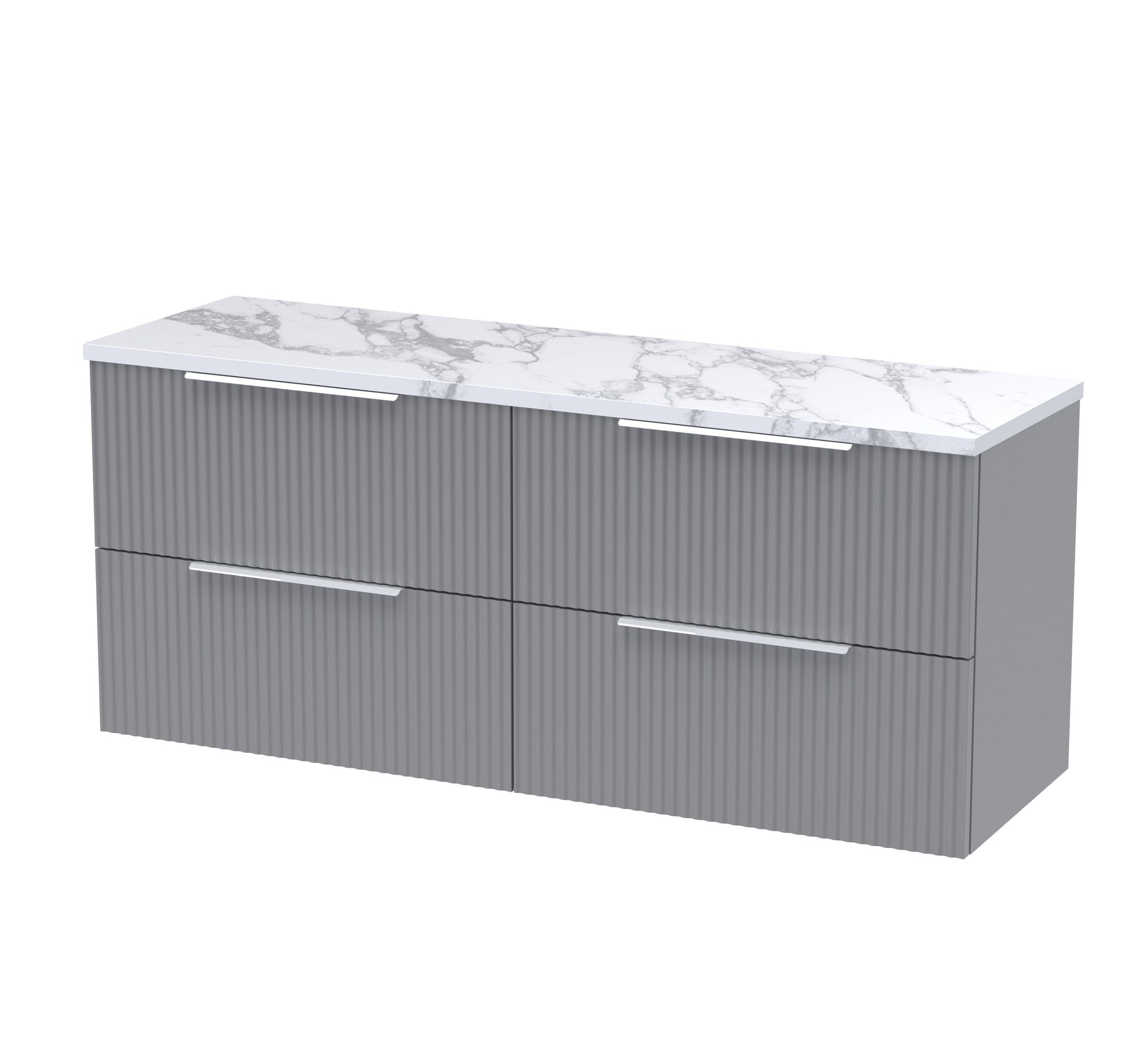 Hudson Reed Fluted 1200mm Wall Hung 4-Drawer Vanity Unit With Laminate Worktop