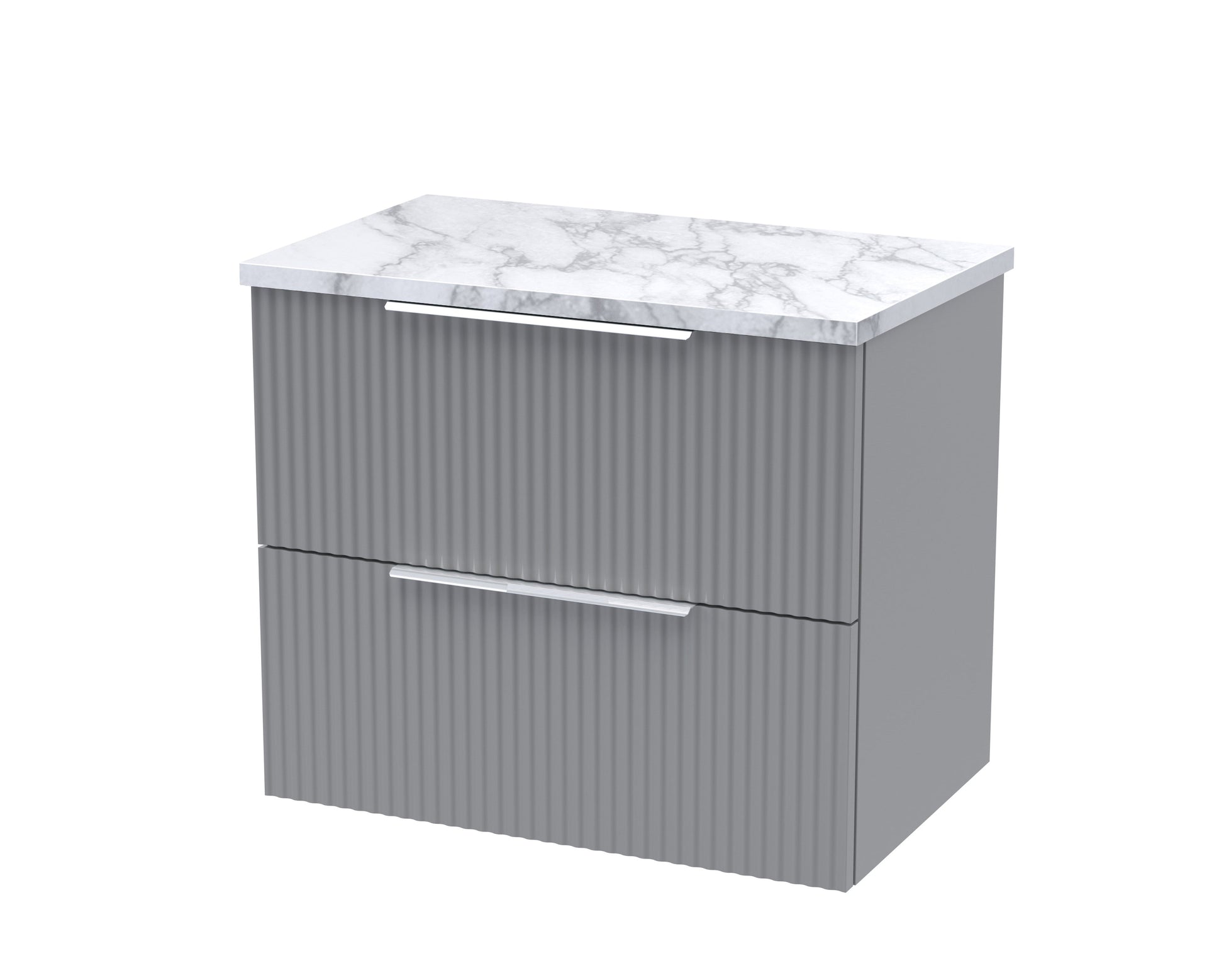 Hudson Reed Fluted 600mm Wall Hung 2-Drawer Vanity Unit With Laminate Worktop