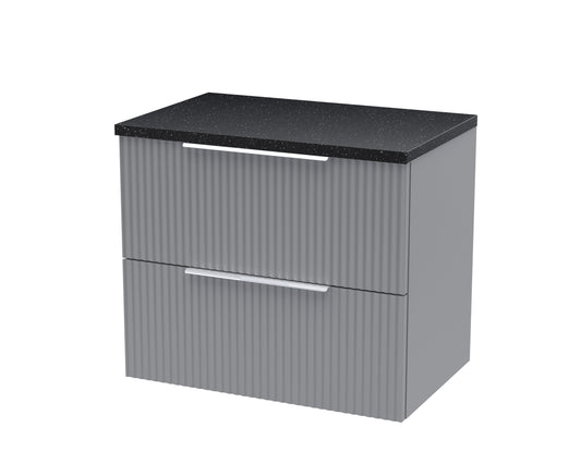 Hudson Reed Fluted 600mm Wall Hung 2-Drawer Vanity Unit With Laminate Top