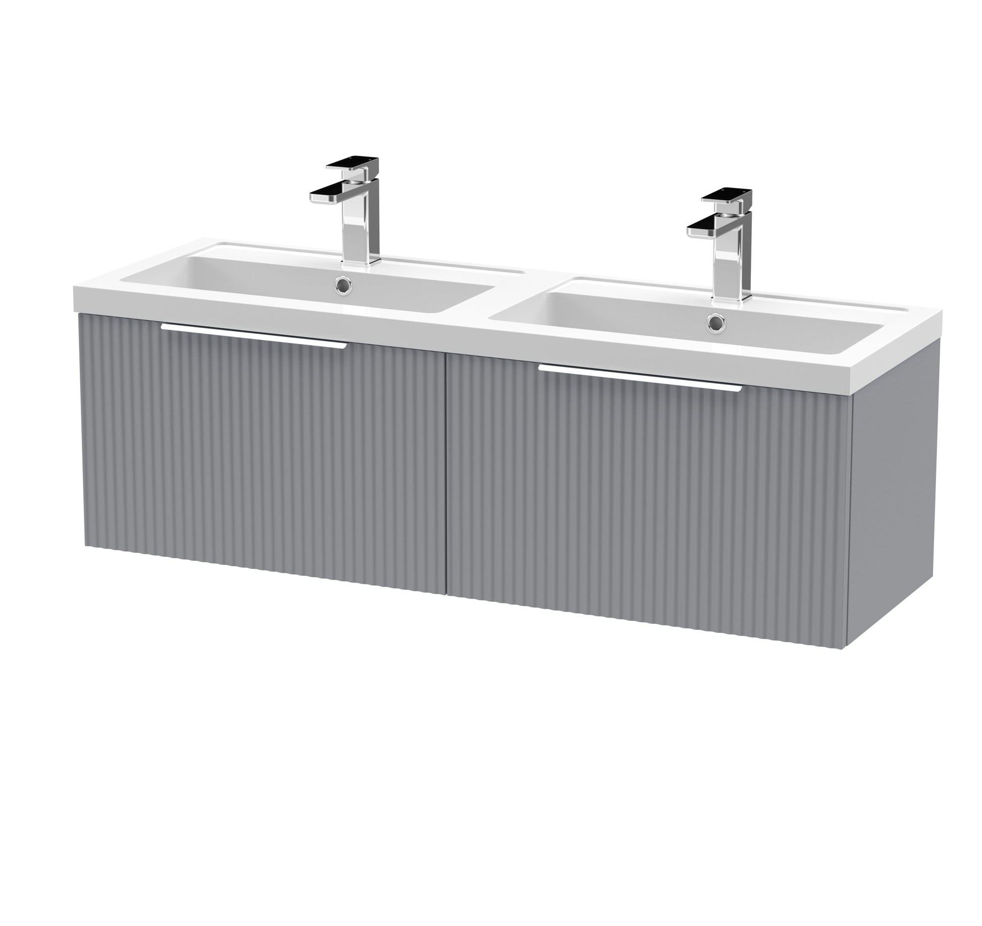 Hudson Reed Fluted 1200mm Wall Hung 2-Drawer Vanity Unit with Double Basin