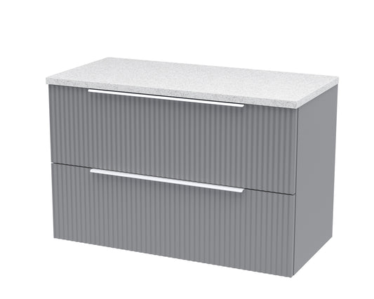 Hudson Reed Fluted 800mm Wall Hung 2-Drawer Vanity With Laminate Top