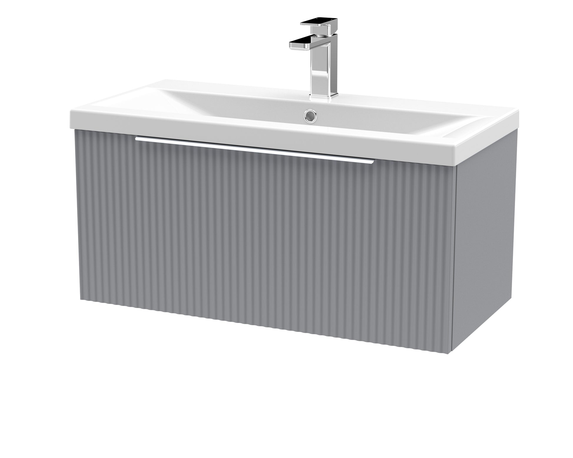 Hudson Reed Fluted 800mm Wall Hung Single Drawer Vanity Unit With Basin