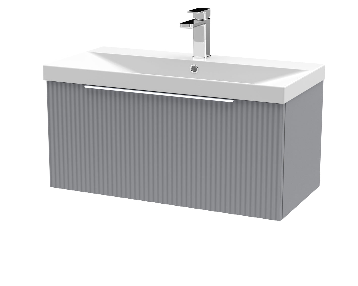 Hudson Reed Fluted 810mm Wall Hung Single Drawer Vanity Unit With Basin