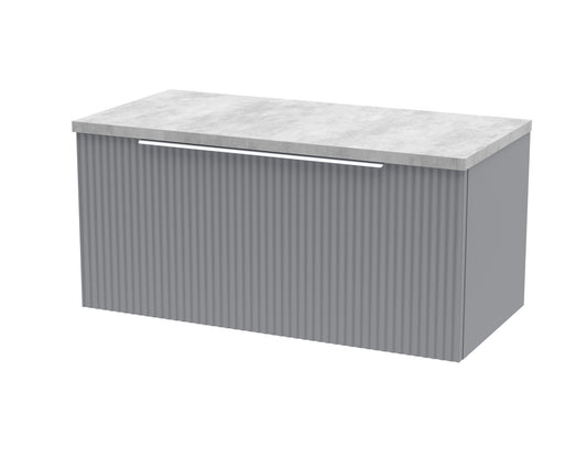 Fluted 800mm Wall Hung Single Drawer Vanity and Laminate Top