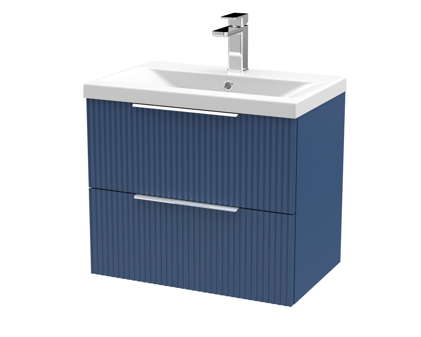 Hudson Reed Fluted 600mm Wall Hung 2-Drawer Vanity Unit Including Basin