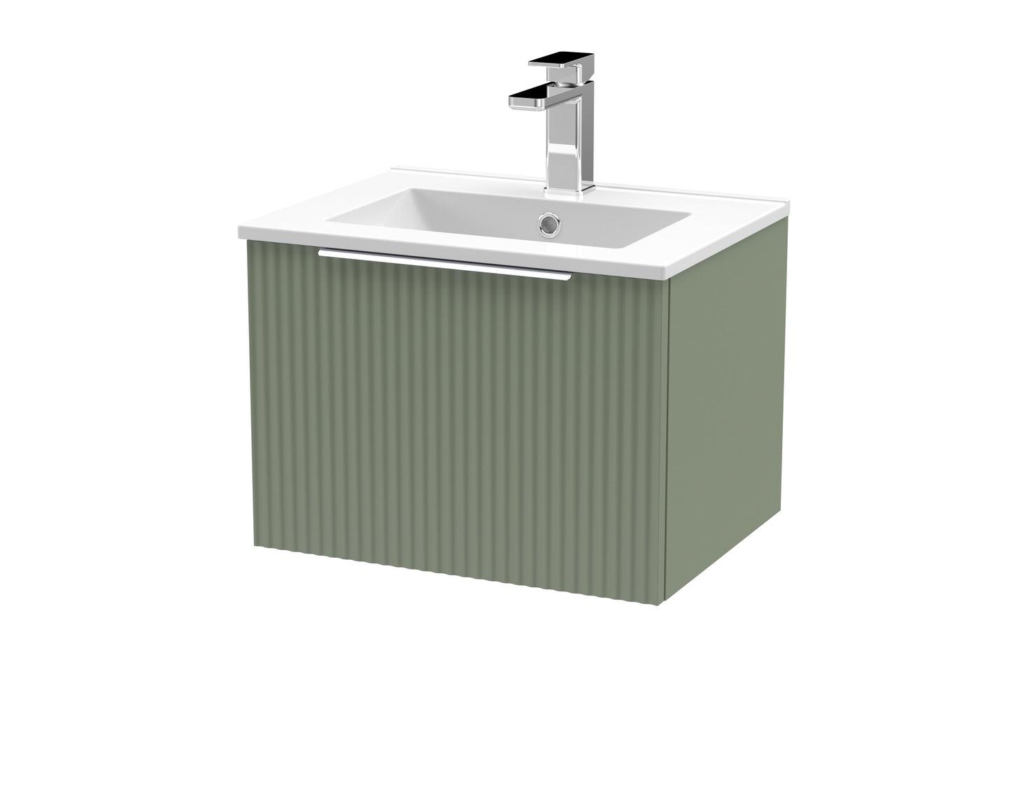 Hudson Reed Fluted 500mm Wall Hung Single Drawer Vanity Unit with Basin