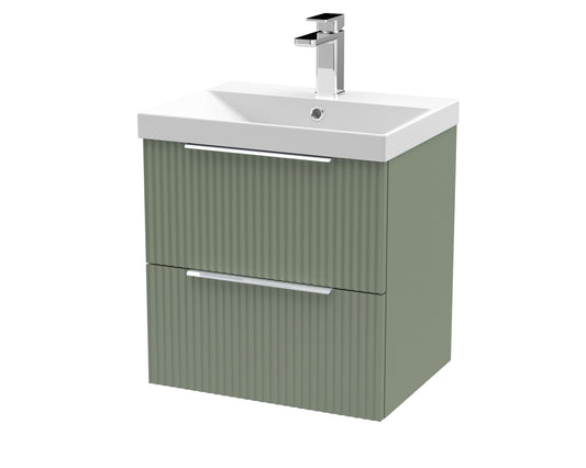 Hudson Reed Fluted 500mm Wall Hung 2-Drawer Vanity Unit With Basin