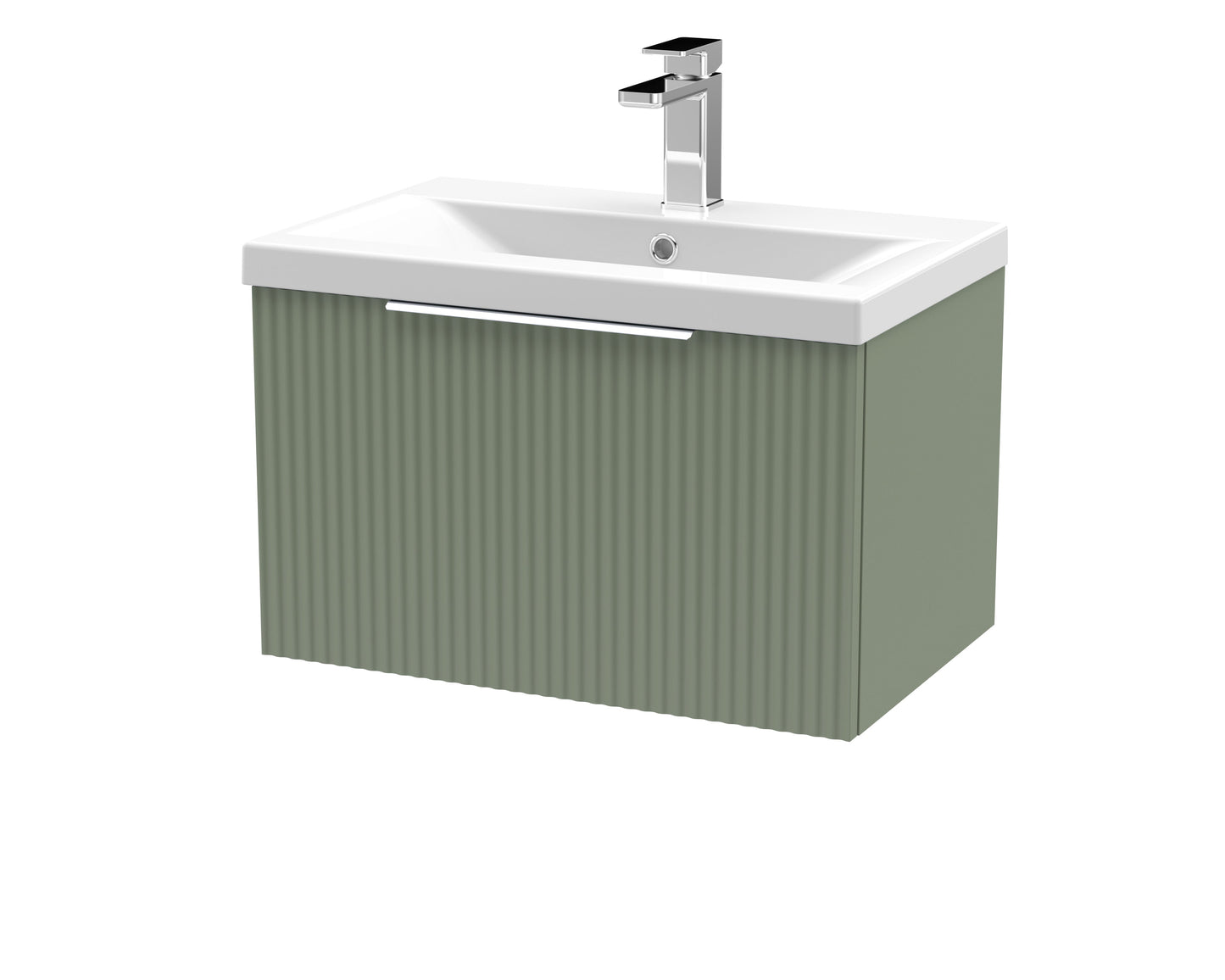 Hudson Reed Fluted 600mm Wall Hung Single Drawer Vanity Unit with Basin