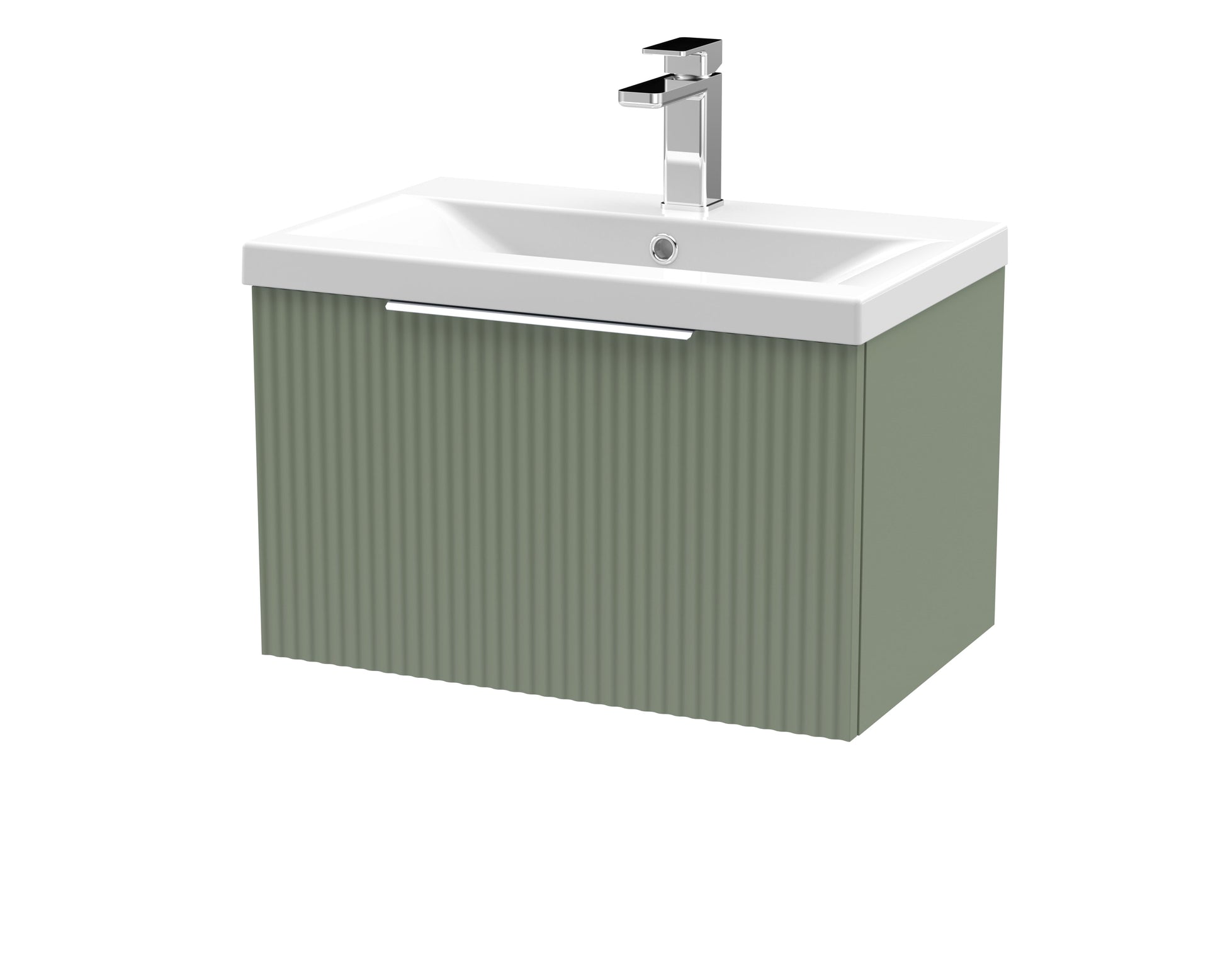Hudson Reed Fluted 600mm Wall Hung Single Drawer Vanity Unit with Basin