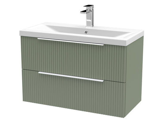 Hudson Reed Fluted 800mm Wall Hung 2-Drawer Vanity Unit With Basin