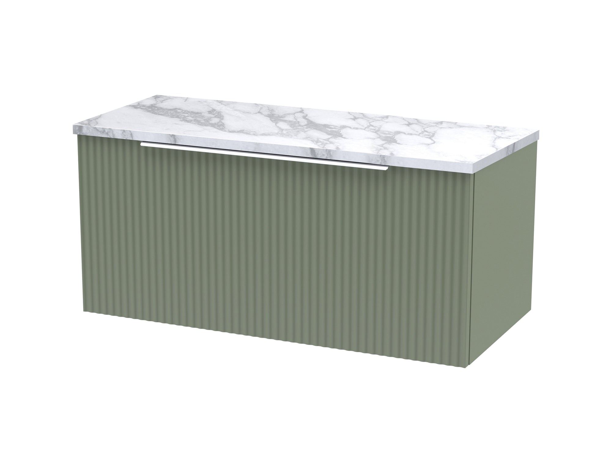 Hudson Reed Fluted 800mm Wall Hung Single Drawer Vanity Unit With Laminate Worktop