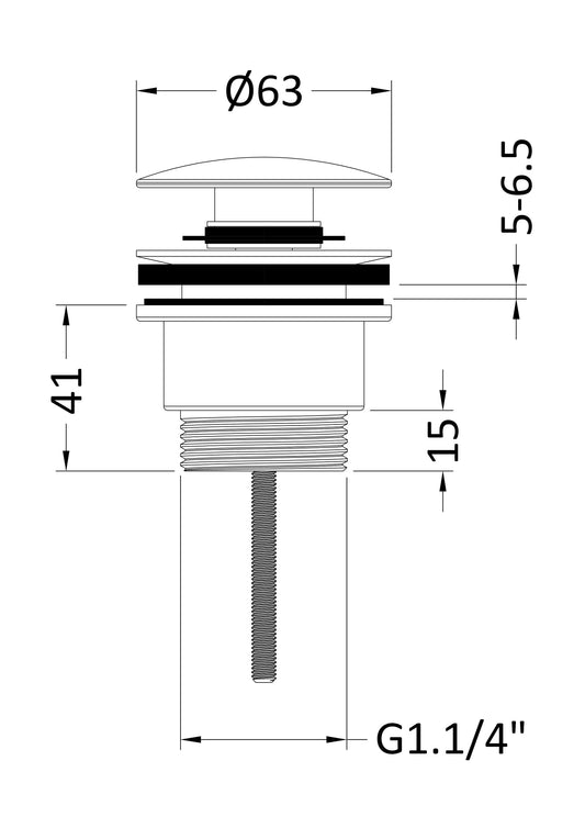 Universal Push Button Basin Waste Slotted & Un-Slotted