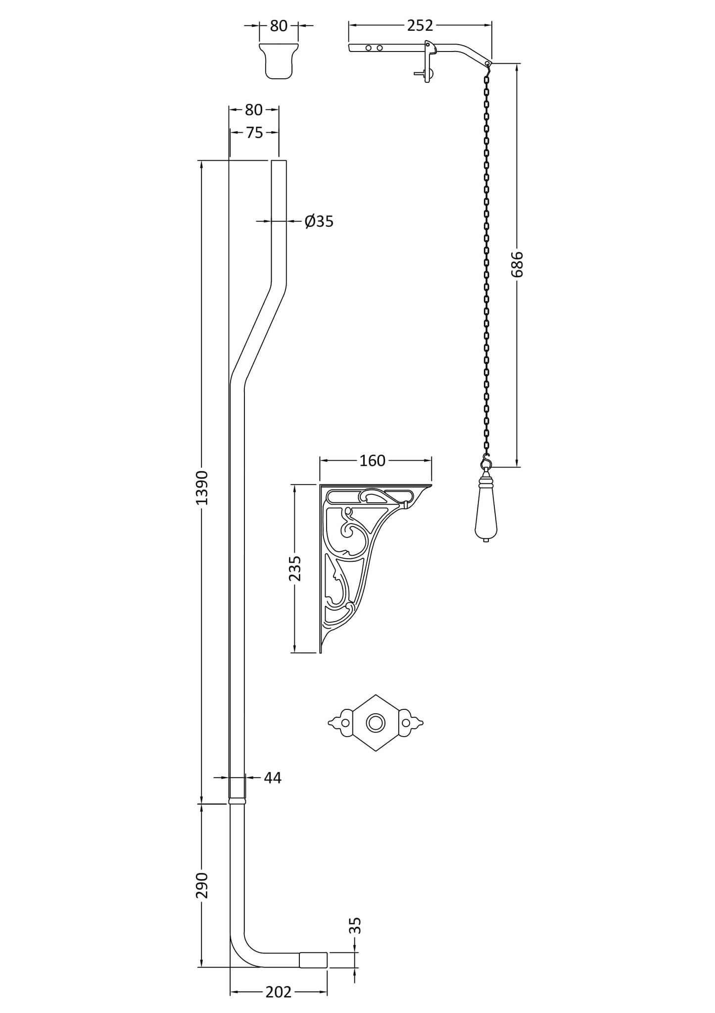 Wastes & Extras High Level Flush Pipe Pack