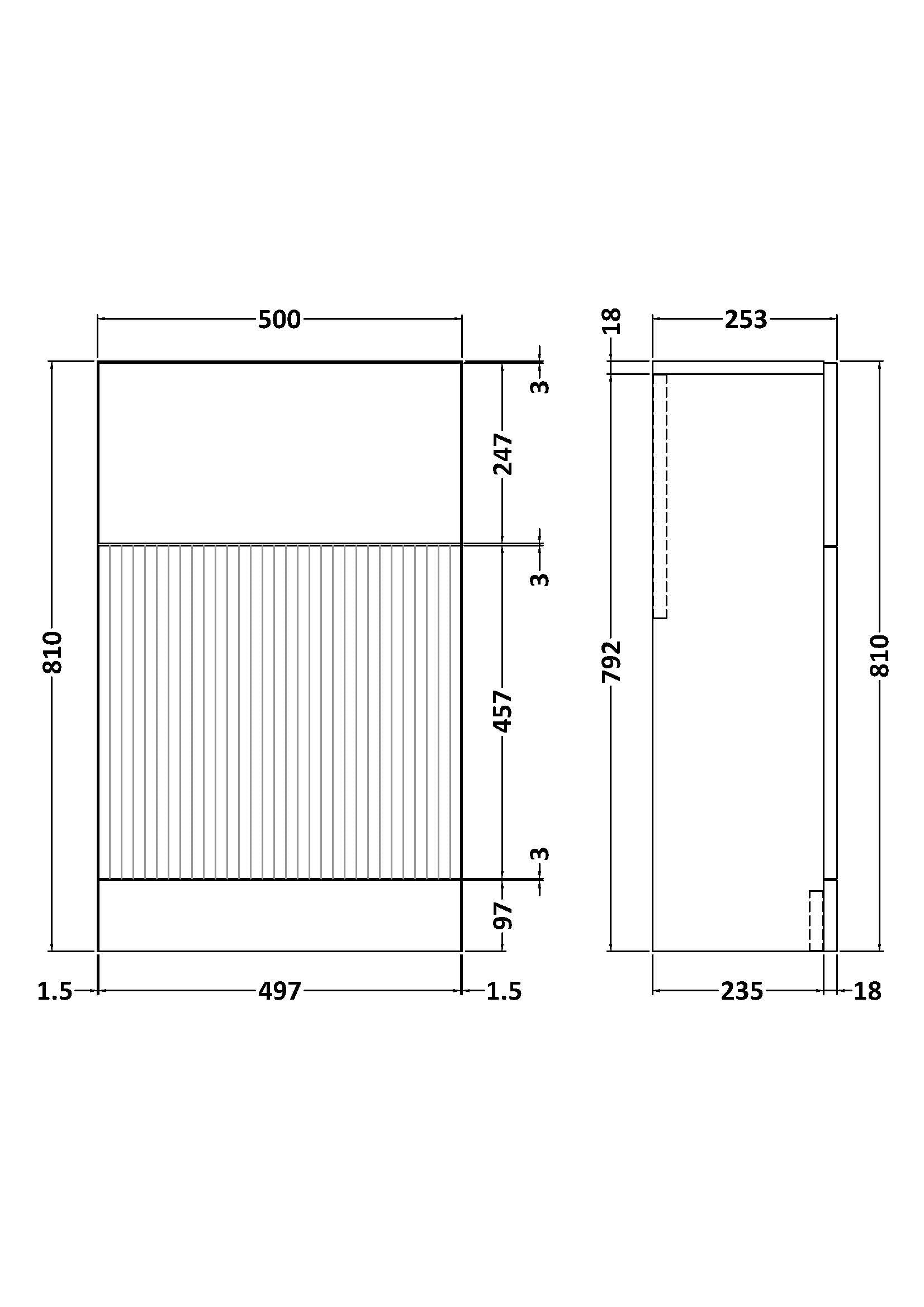 Fluted 500mm Floor Standing WC Unit