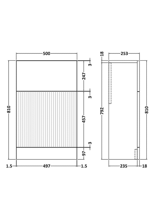Fluted 500mm Floor Standing WC Unit