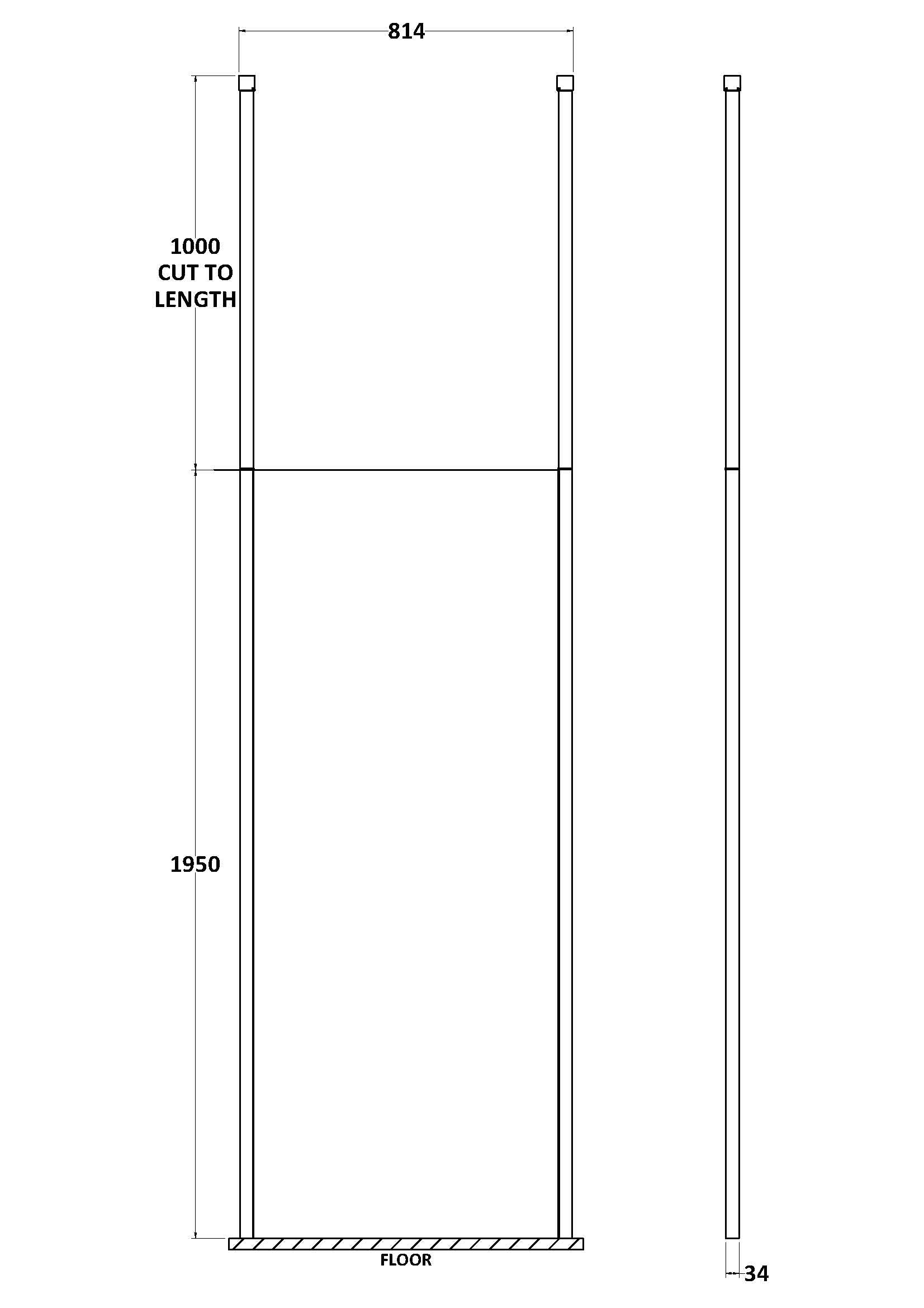 800mm Wetroom Screen With Ceiling Post