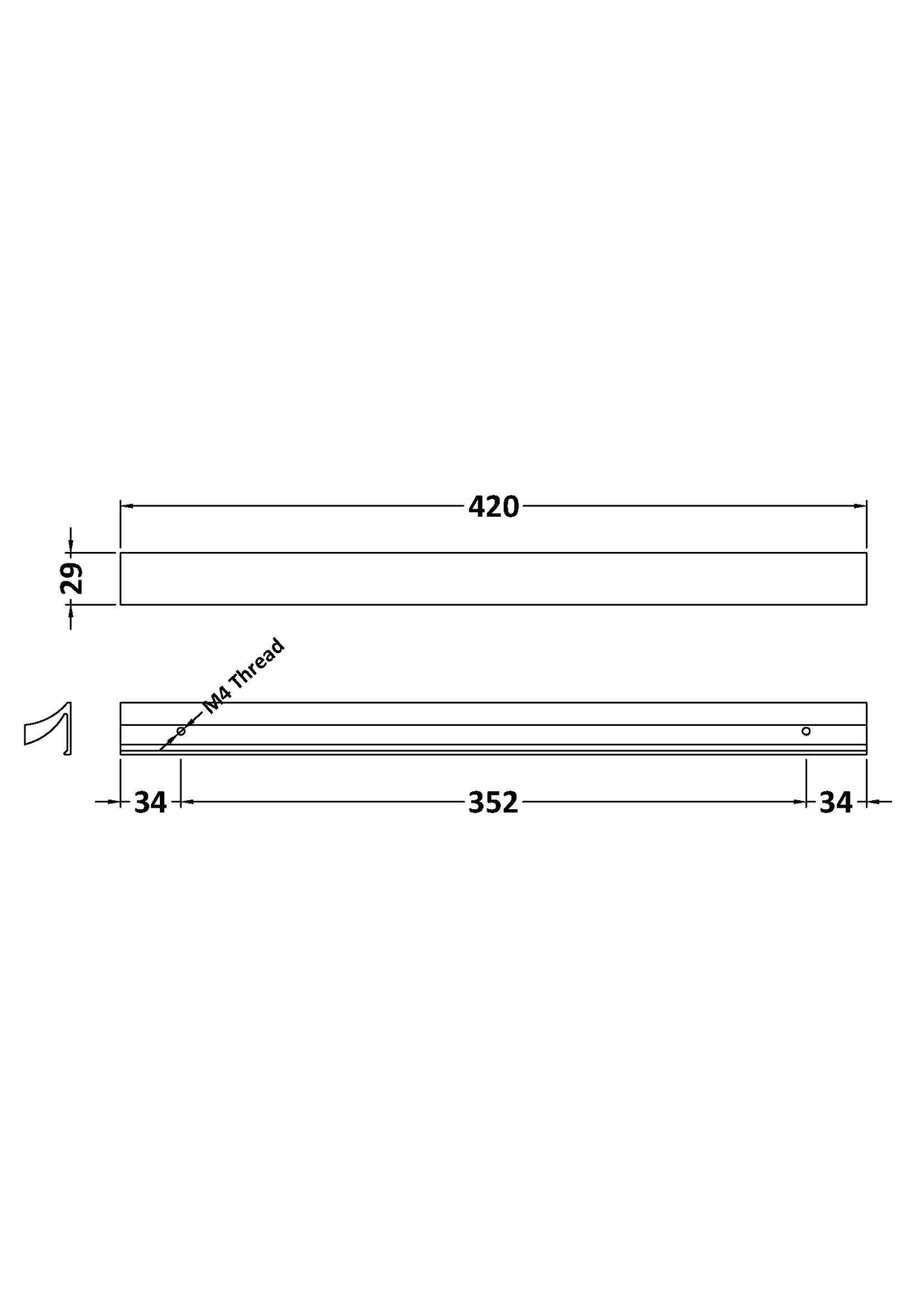 Profile Handle 352mm Centres