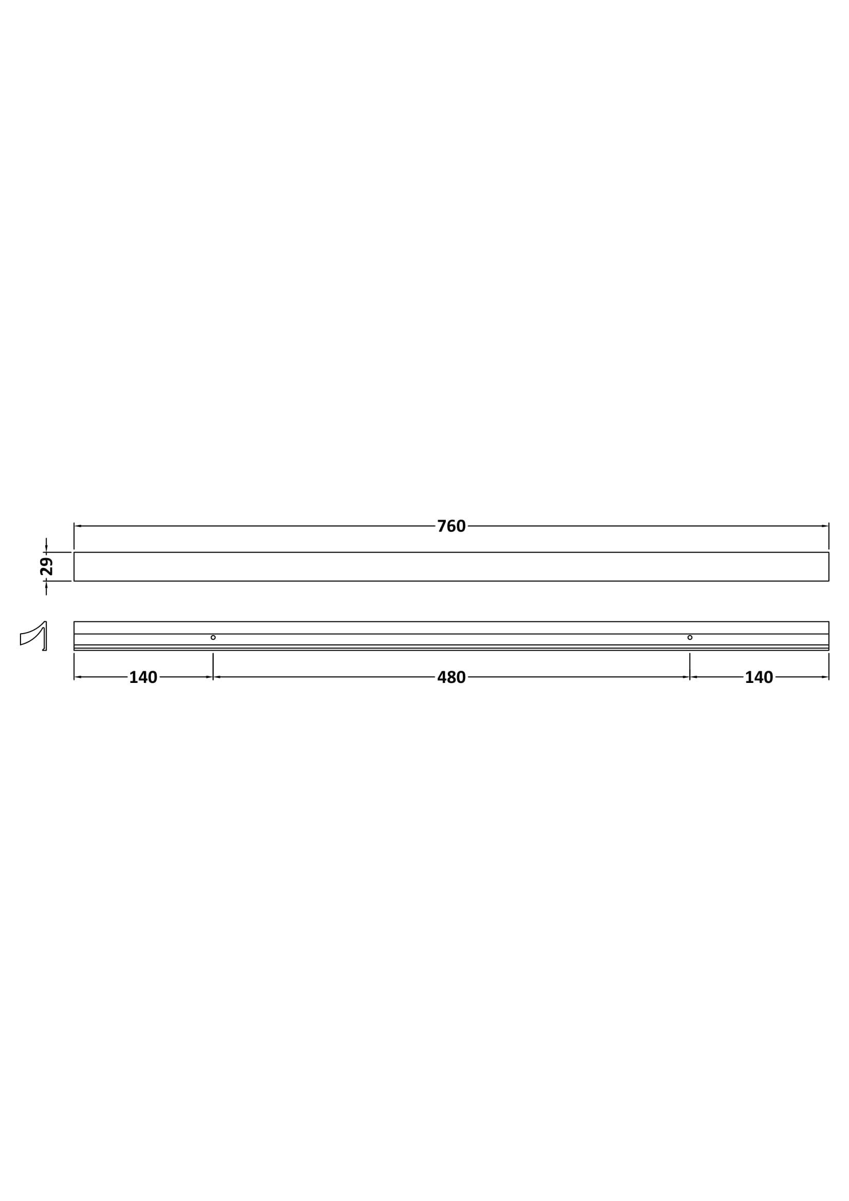 Handles Seven Shaped Handle 480mm Centres