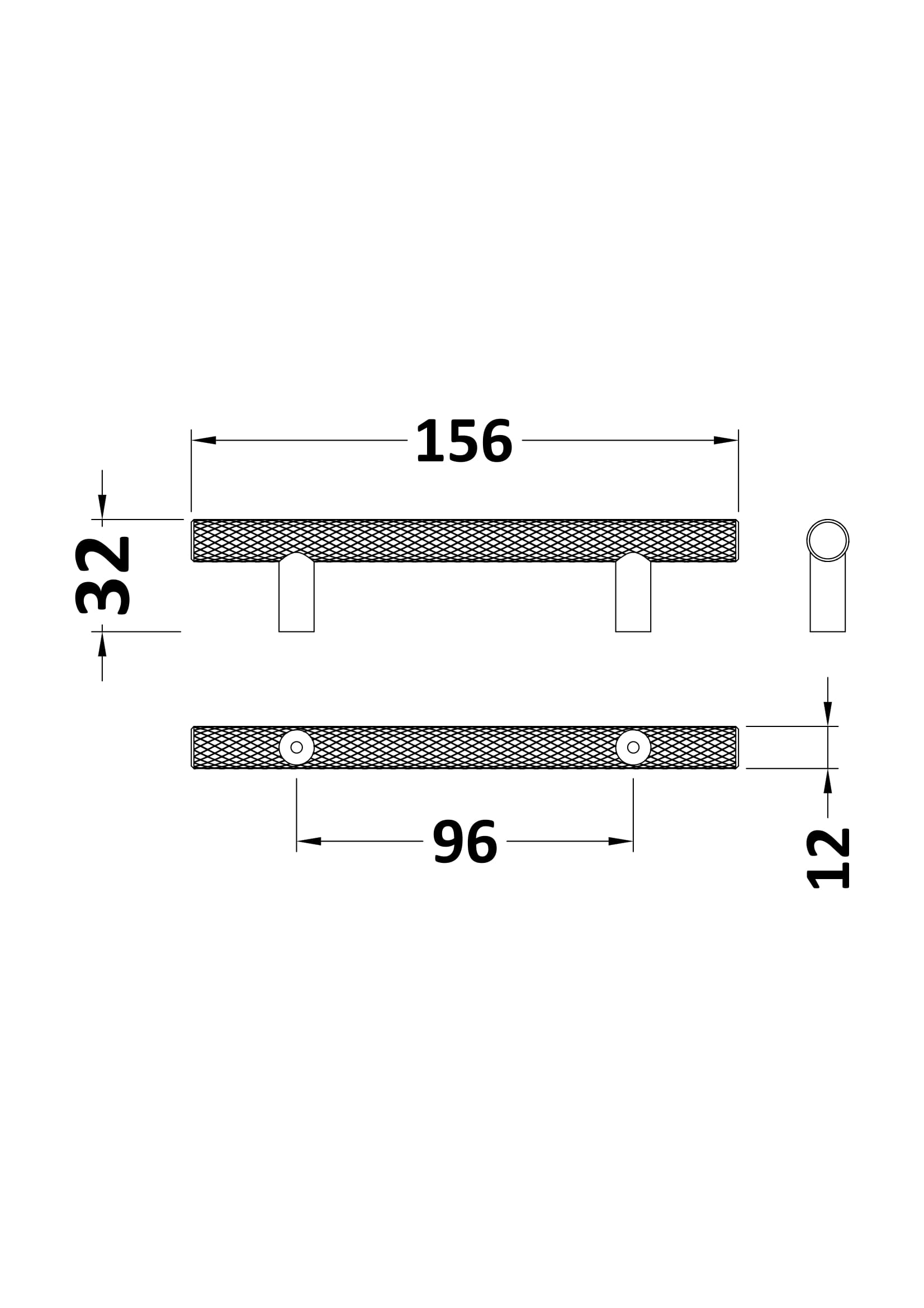 Knurled Bar Handle 96mm