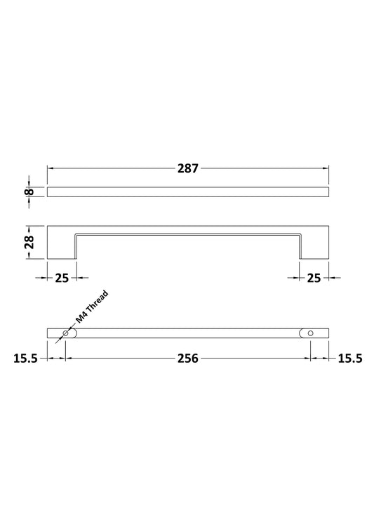 D Shaped Handle 256mm