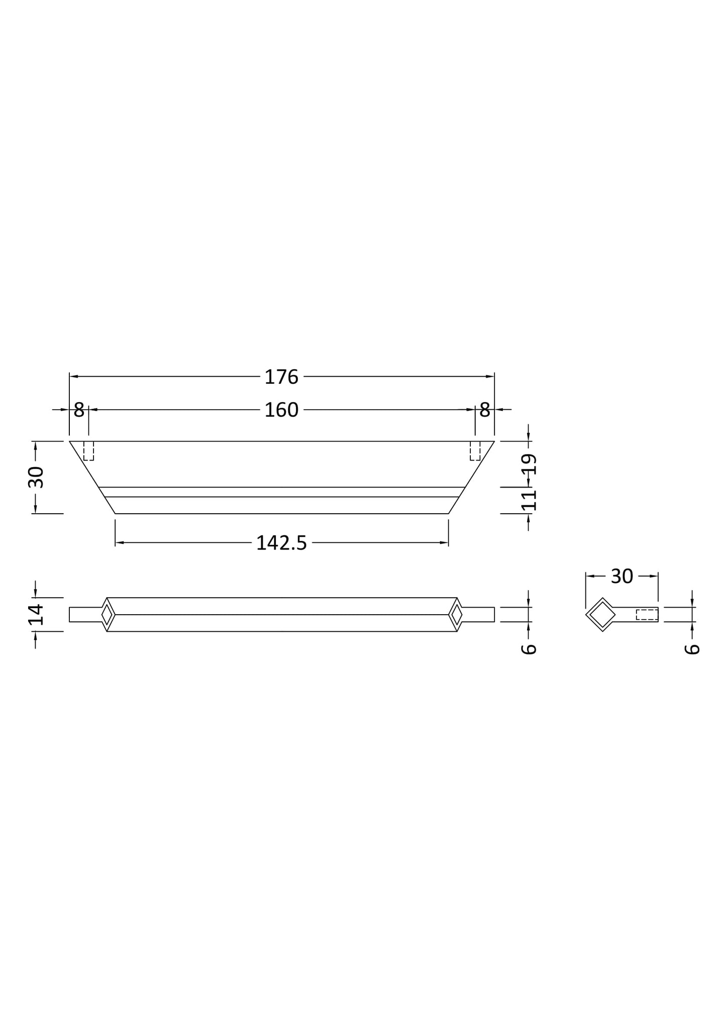 Handles Profile Handle 160mm Centres
