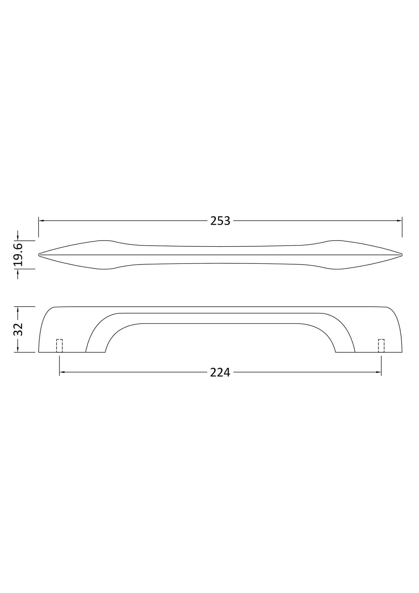 Handles D Shaped Handle 224mm Centres