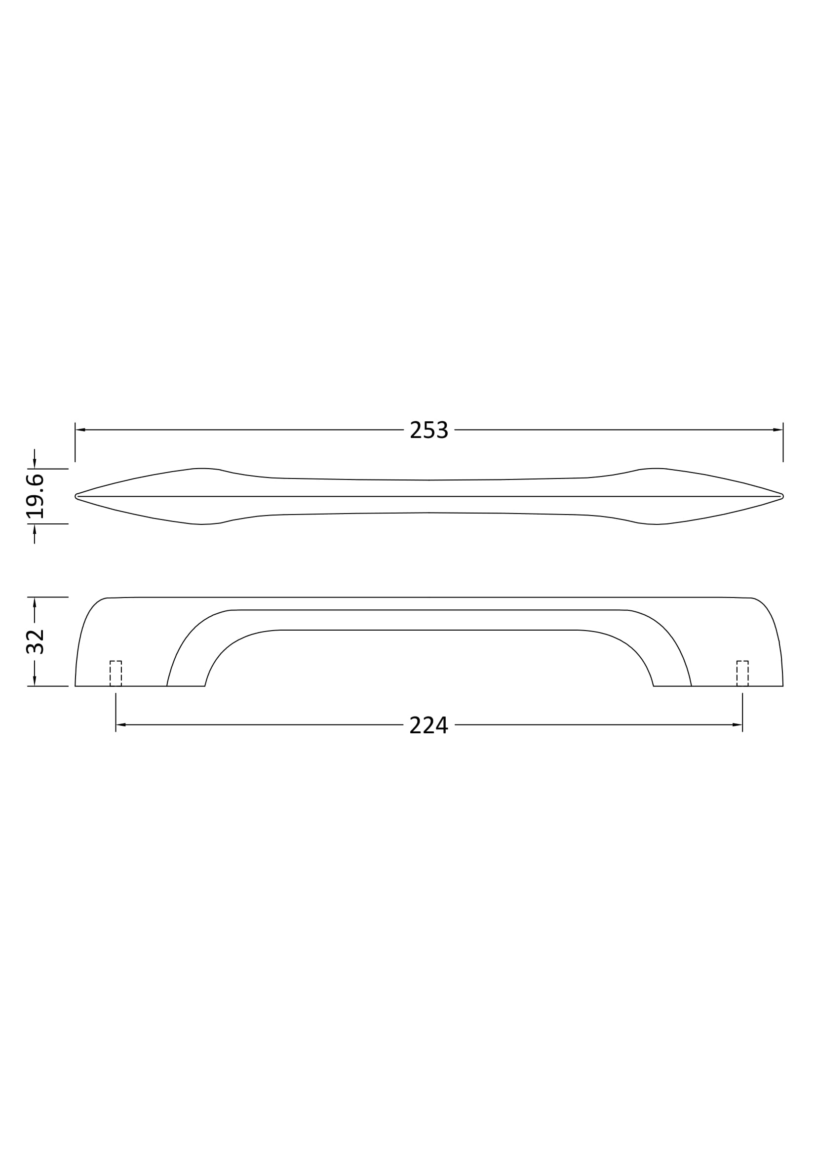 Handles D Shaped Handle 224mm Centres