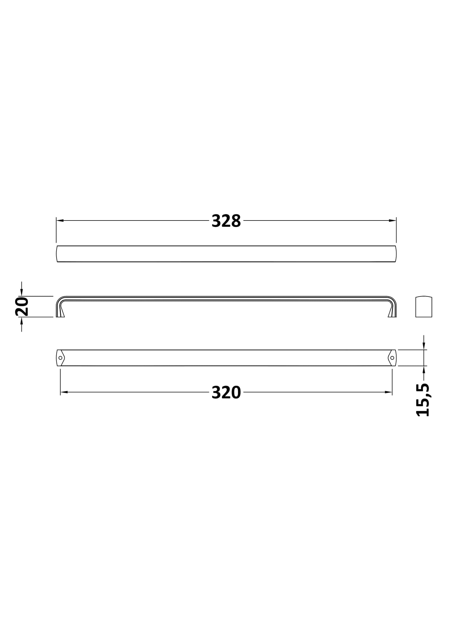 328mm D Handle Chrome