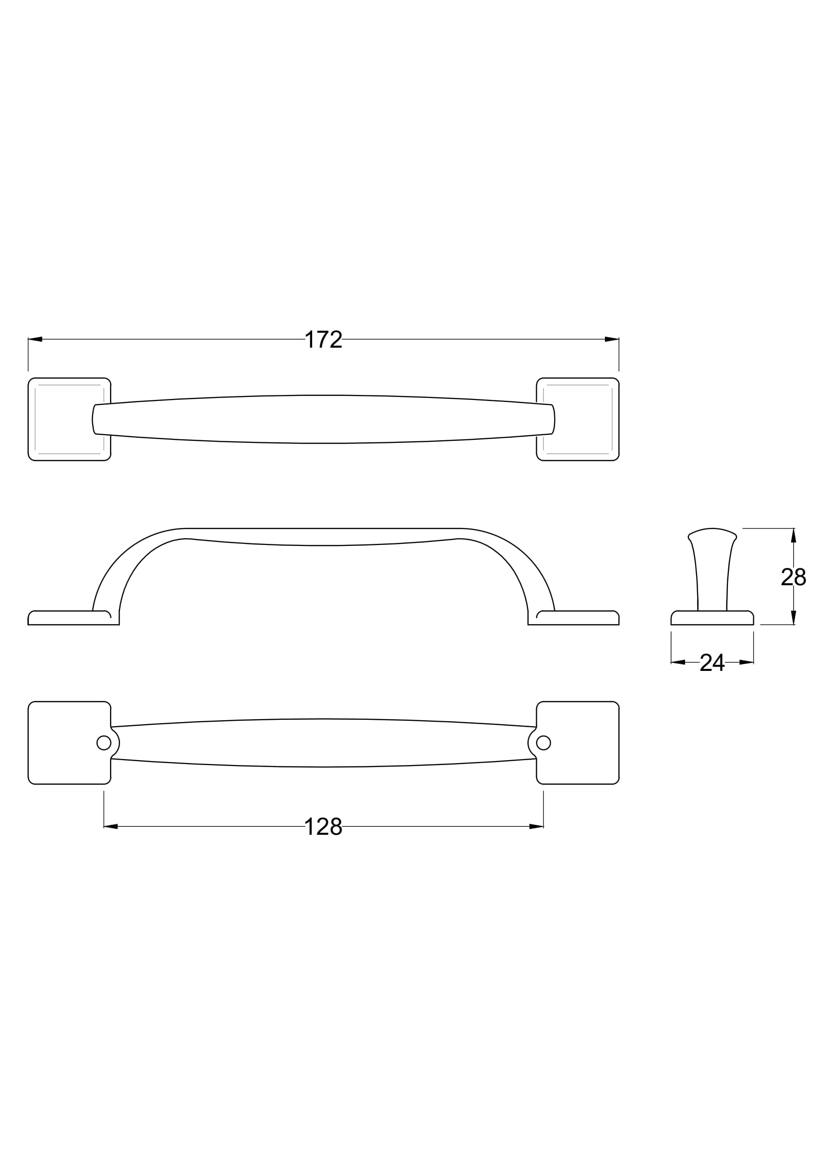 Handles Square Strap Chrome Handle 128mm Centres