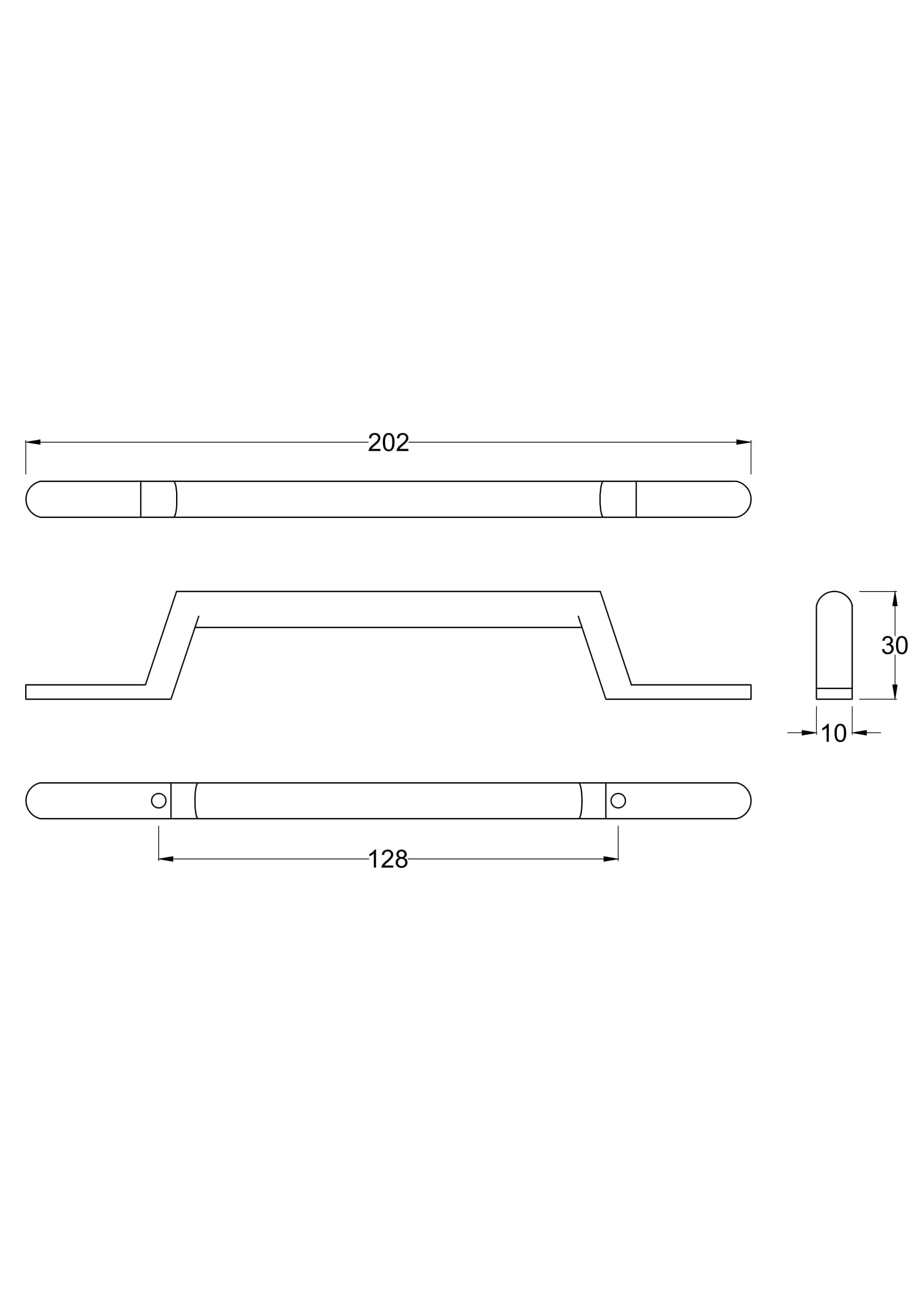 Handles Round Strap Chrome Handle 128mm Centres