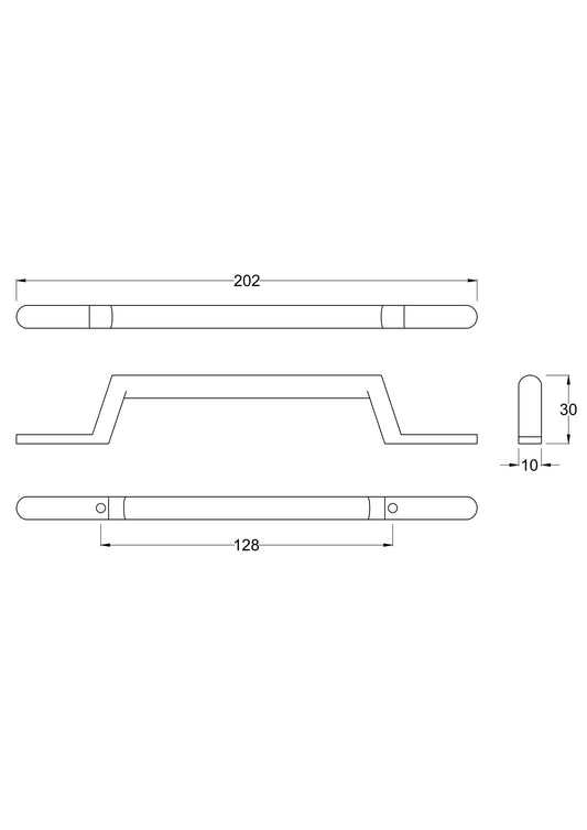 Handles Round Strap Chrome Handle 128mm Centres