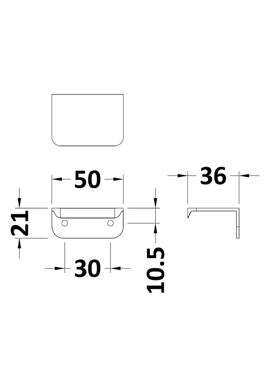 Handles Small Rear Fixed Handle 50mm Centres