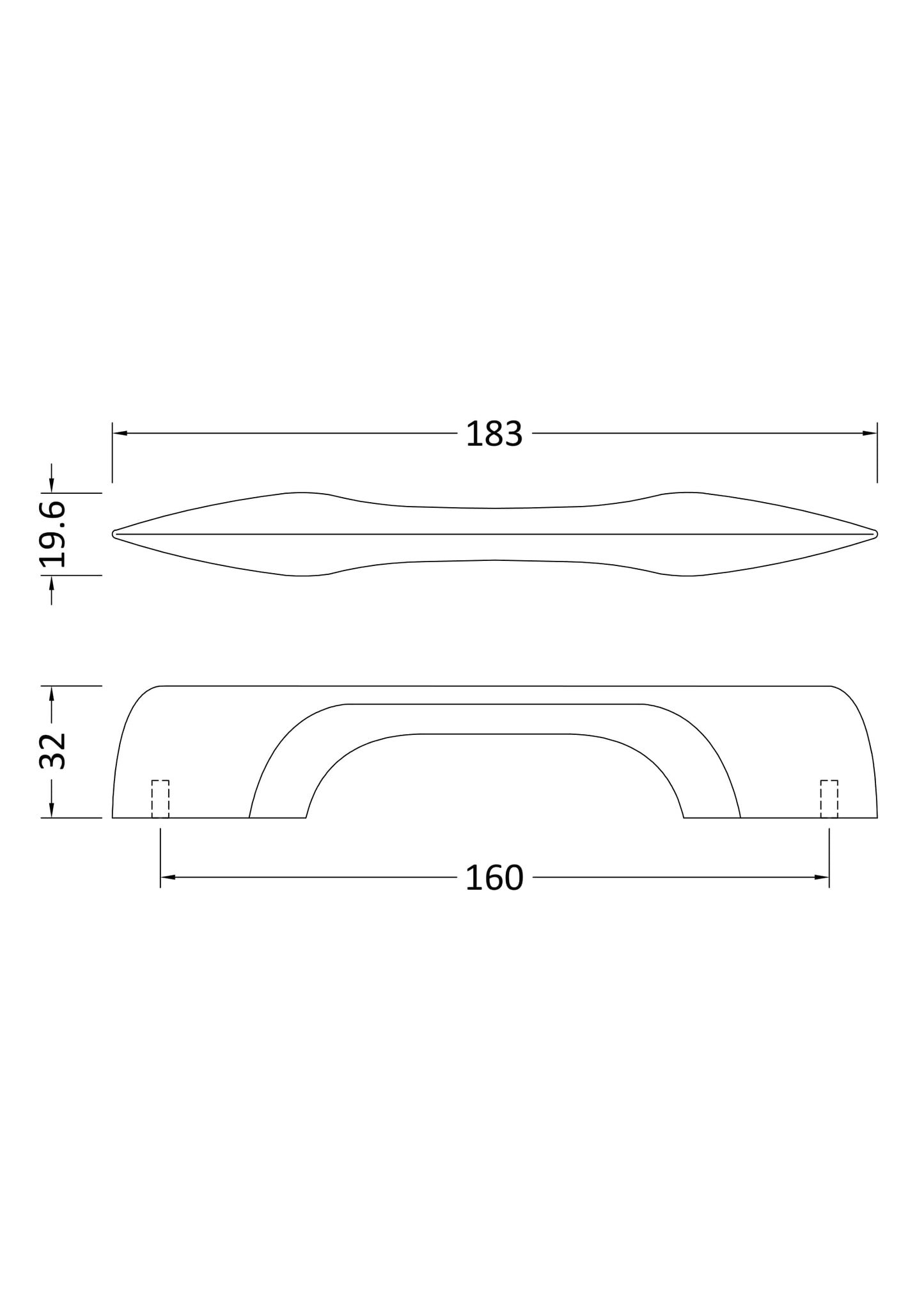 Handles D Shaped Handle 160mm Centres
