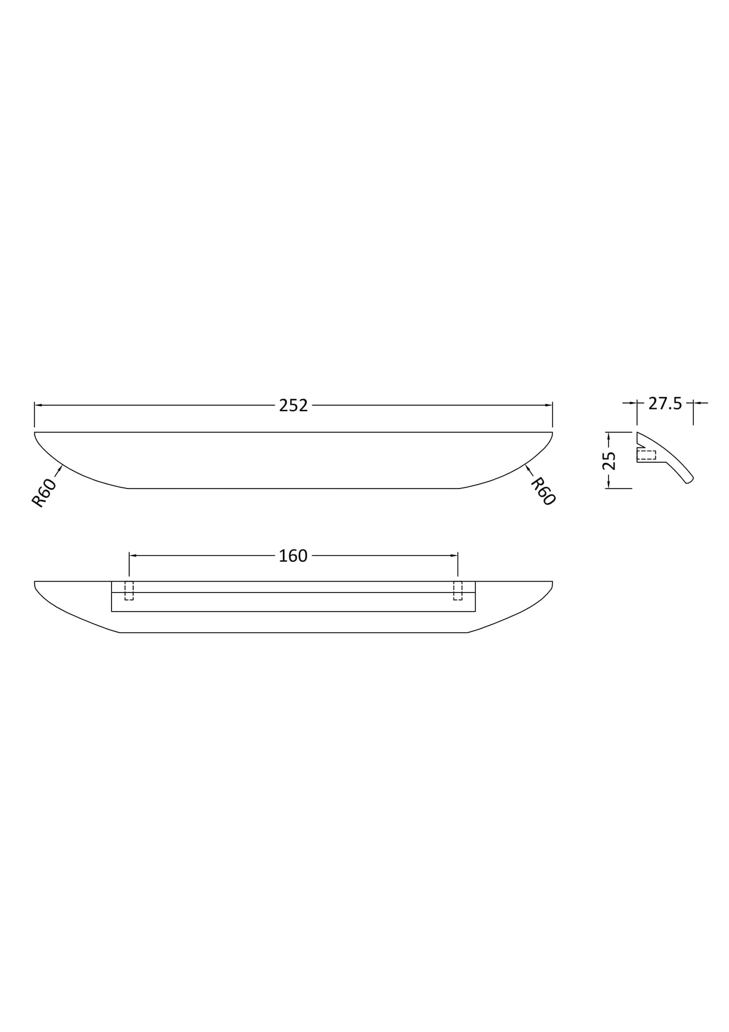Handles Finger Pull Handle 160mm Centres