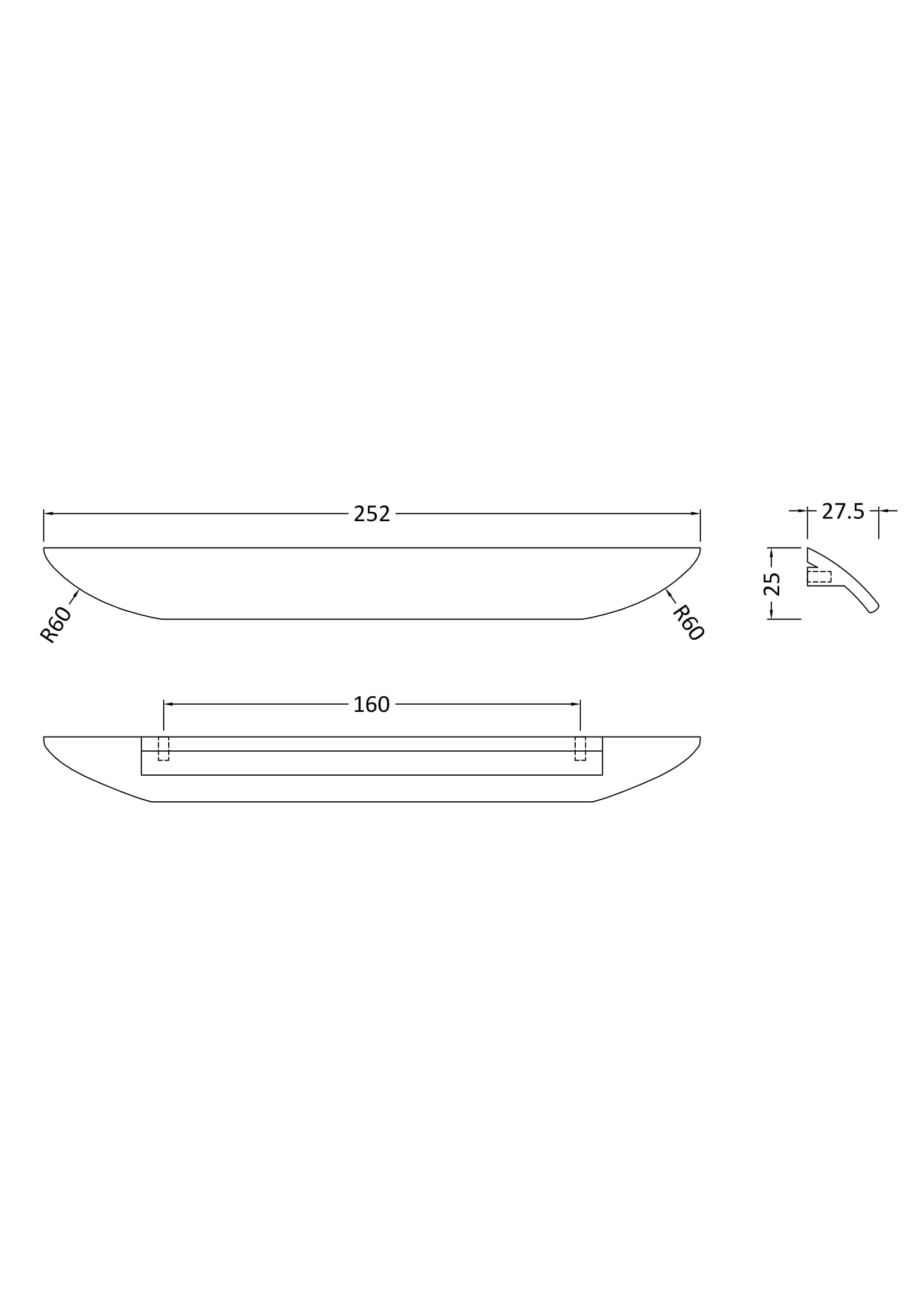 Handles Finger Pull Handle 160mm Centres