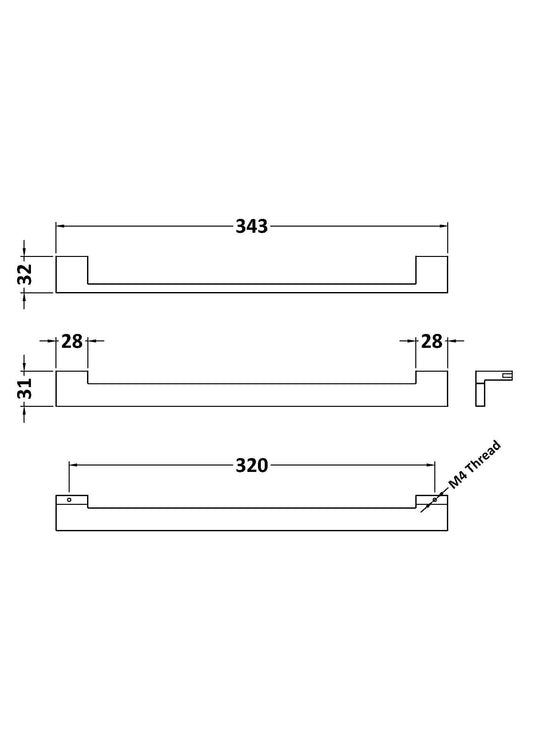 Square Drop Handle 320mm
