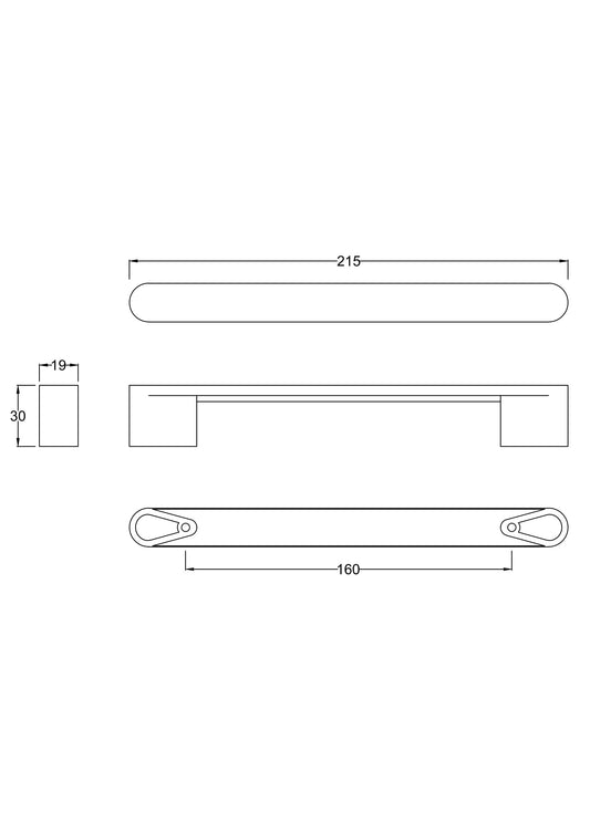Handles Rounded D Handle 160mm Centres