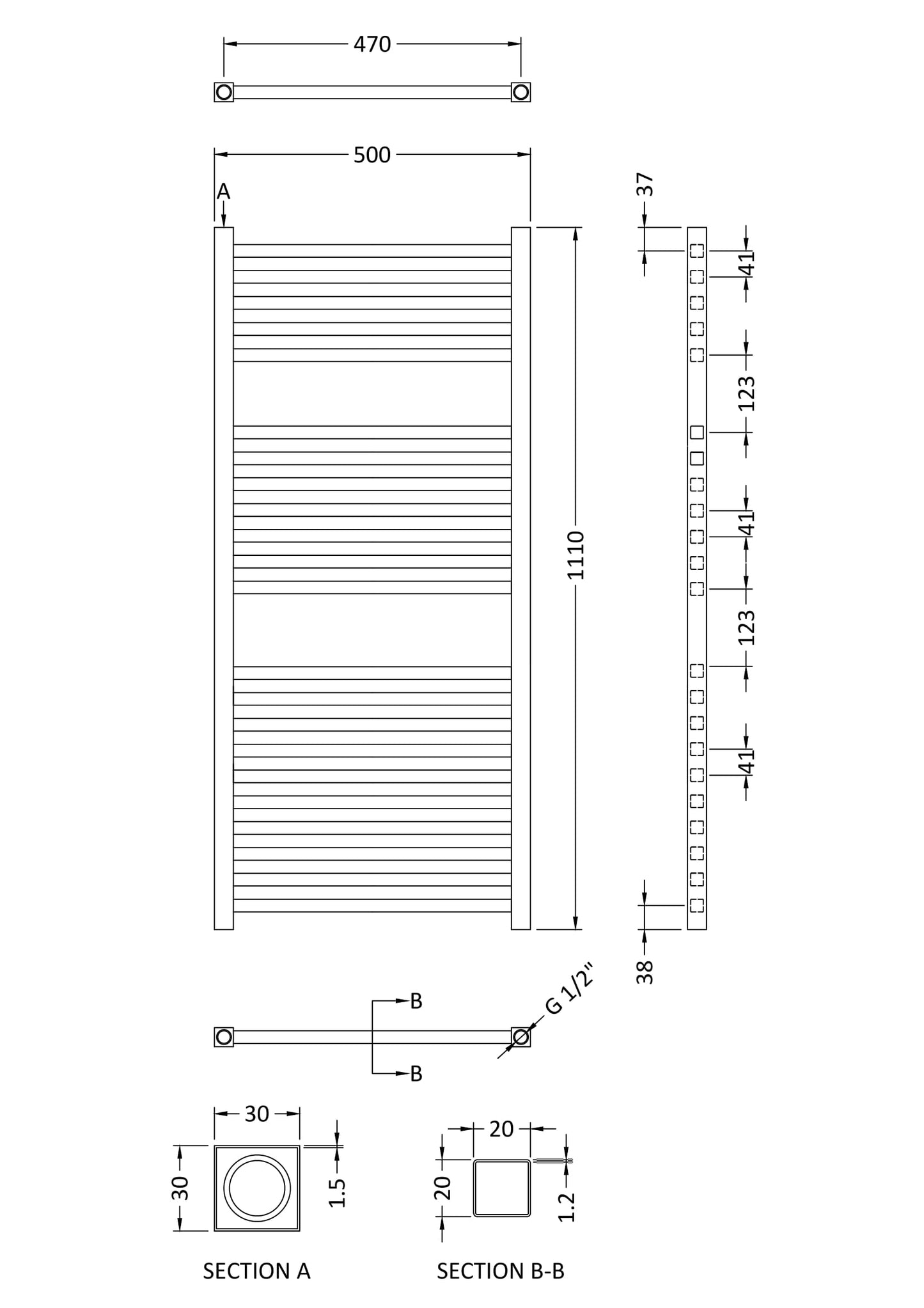 Electric Radiator 1100 x 500mm (300 Watt)
