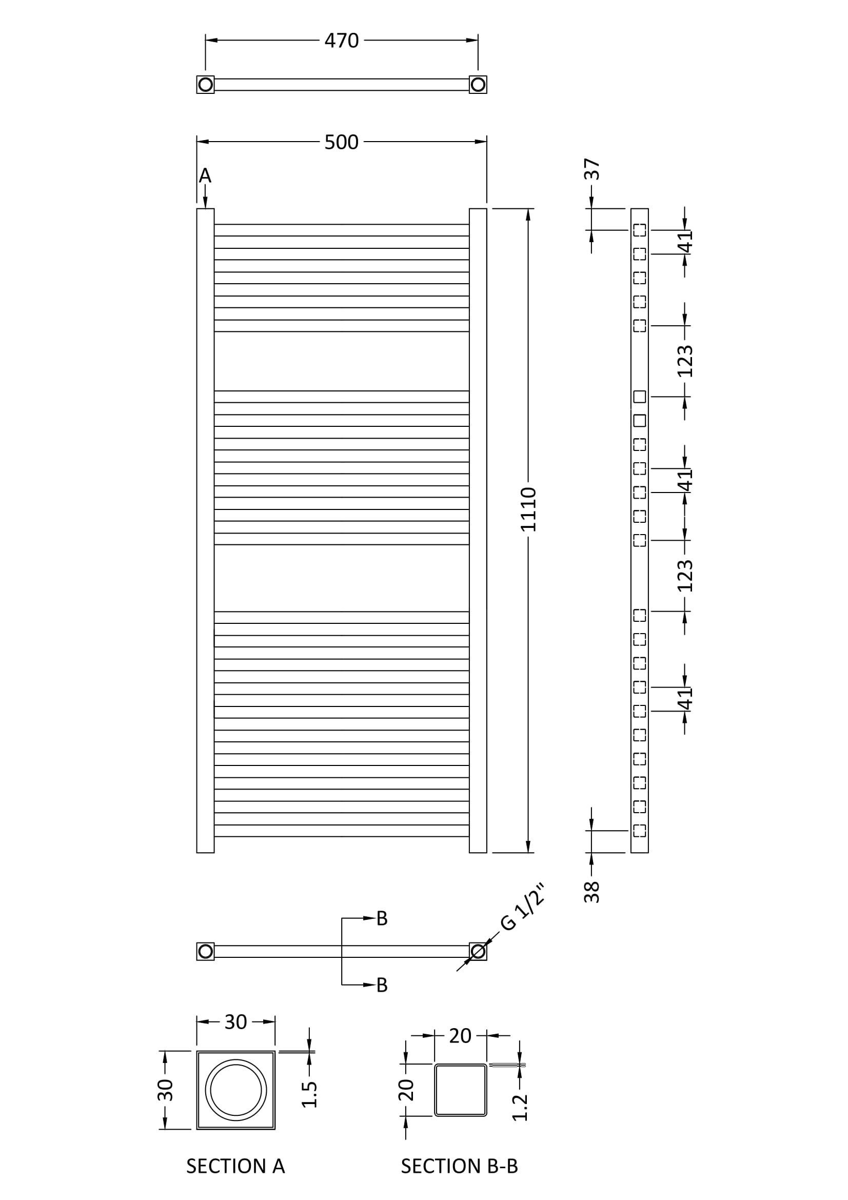 Electric Radiator 1100 x 500mm (300 Watt)