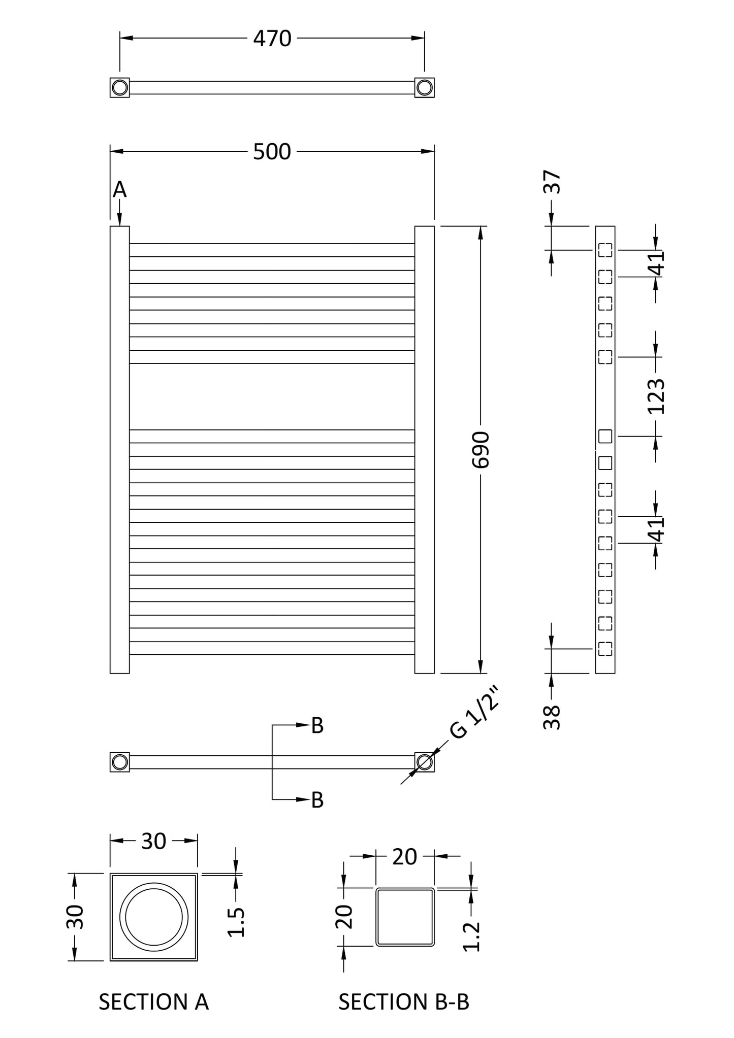 Electric Radiator 690 x 500mm (300 Watt)