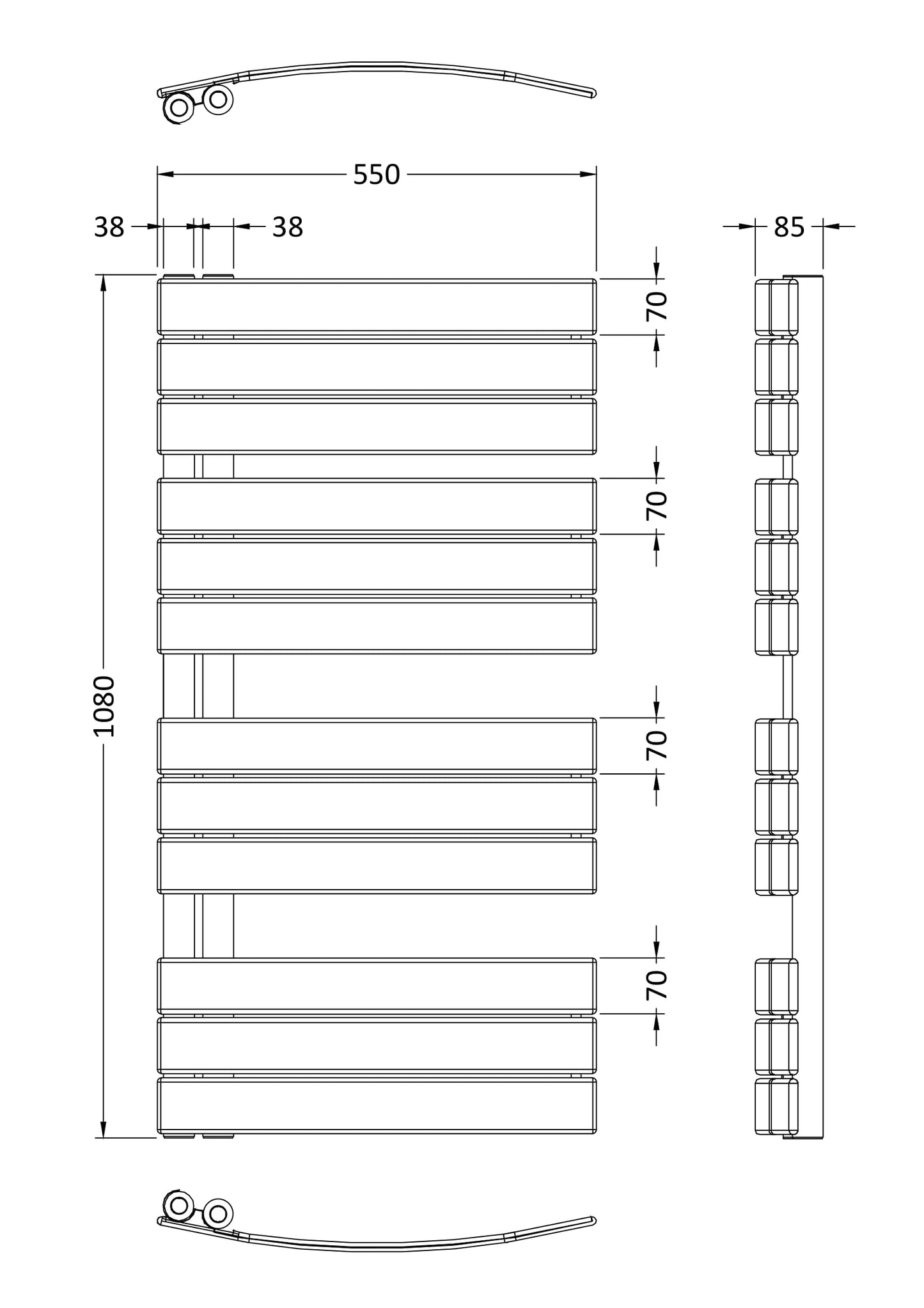 Heated Towel Rail 1080 x 550mm