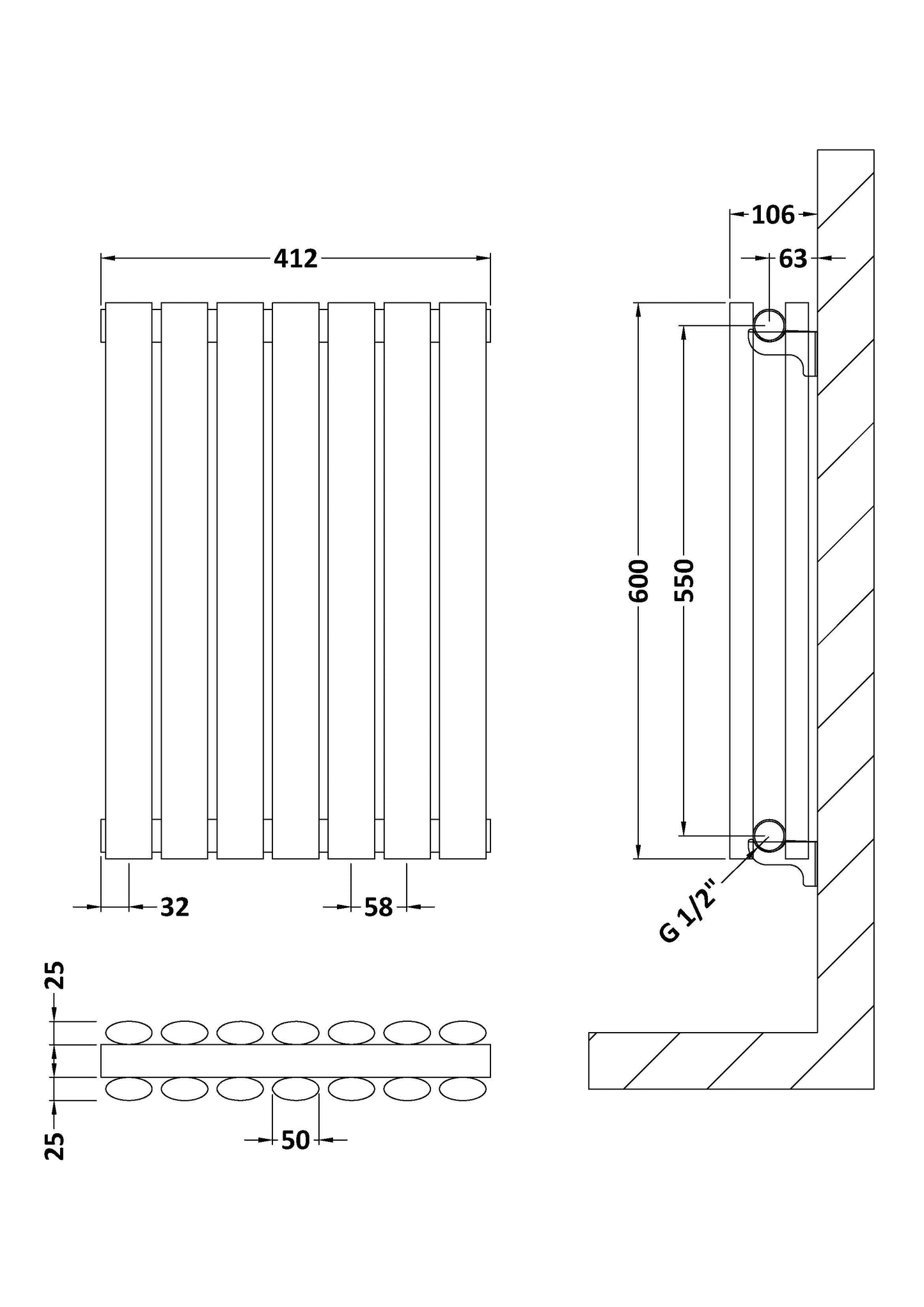 Horizontal Double Panel Radiator 600 x 412mm