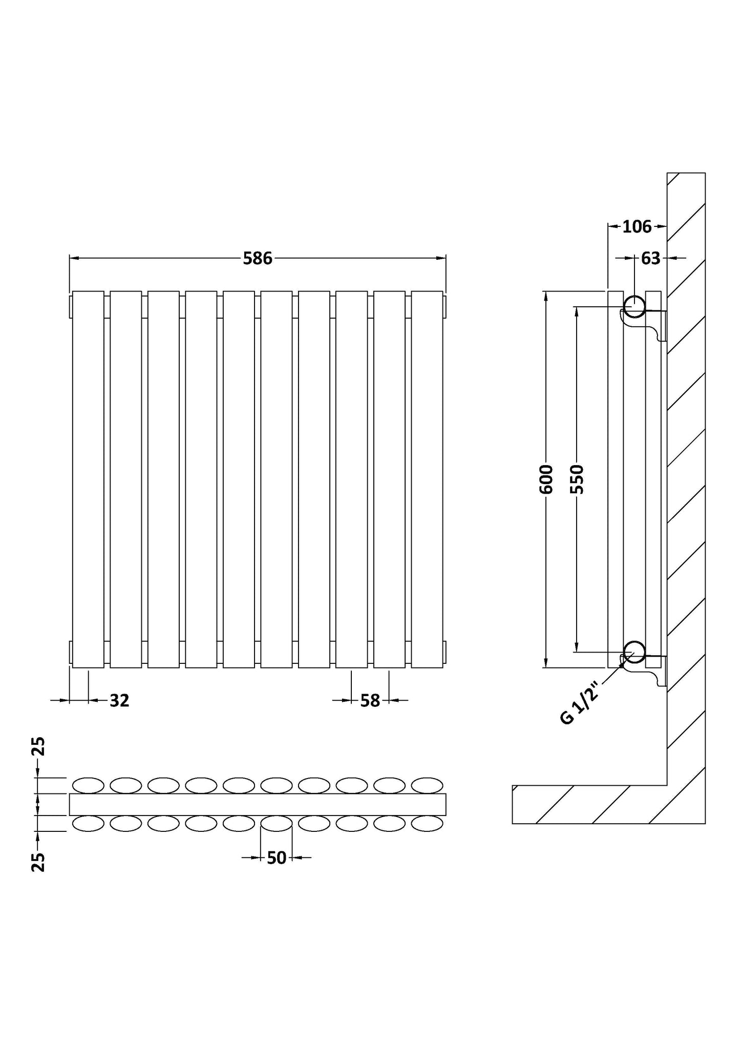 Horizontal Double Panel Radiator 600 x 586mm